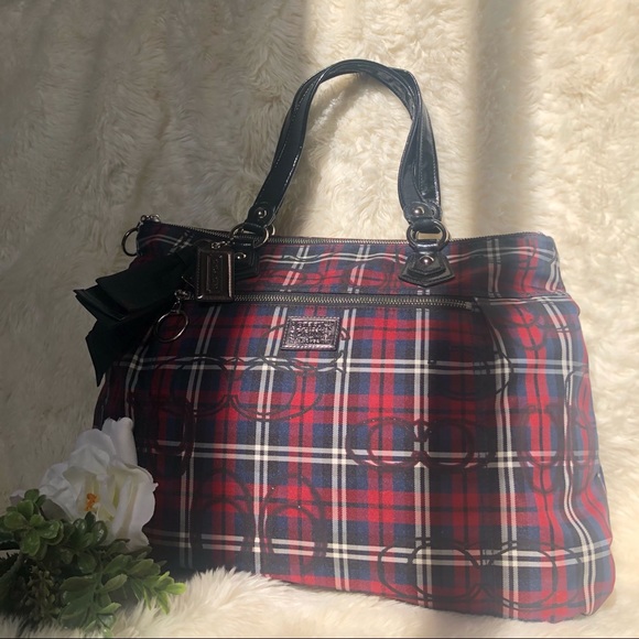 Coach Handbags - COACH Poppy plaid tote style bag